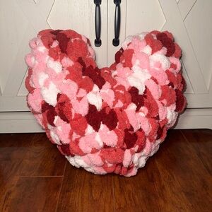 Heart-Shaped Crochet Valentines Decorative Pillow